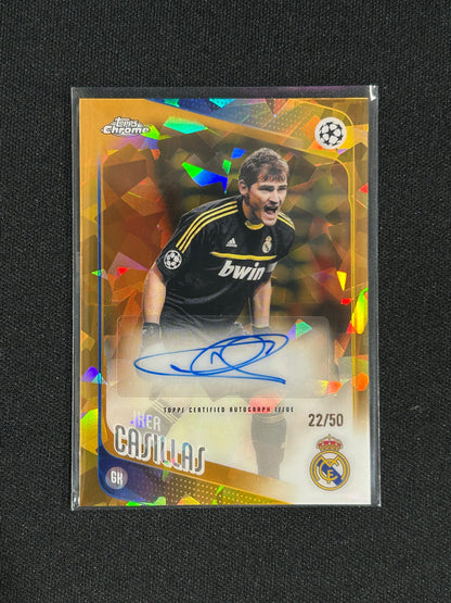 Iker Casillas  - 2025/26 Topps Chrome Sapphire Legends Auto Gold Refractor #CLA-IC /50