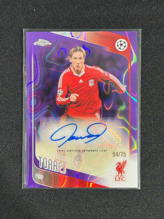 Fernando Torres - 2025/26 Topps Chrome UCC #CLR-FT /75 Auto Purple Lava - Liverpool FC