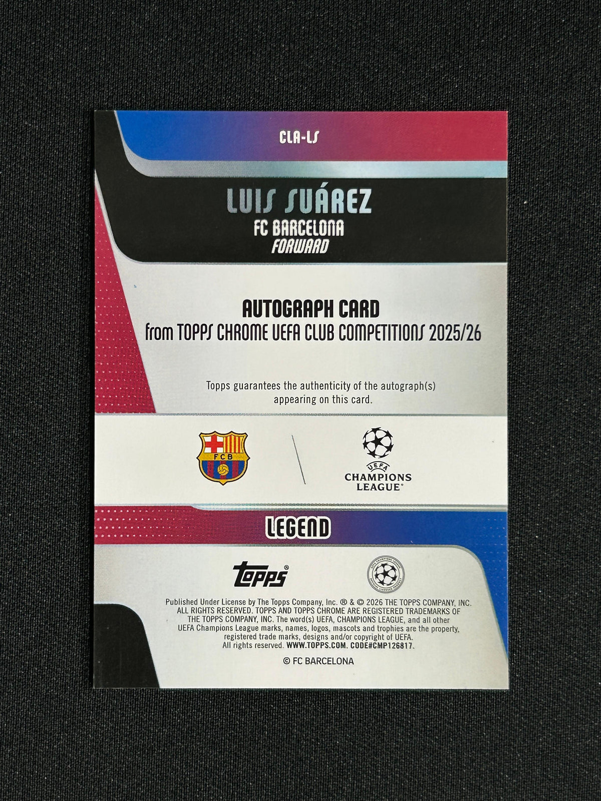Luis Suarez - 2025/26 Topps Chrome UCC Orange Lava Refractor Auto /25 #CLA-LS