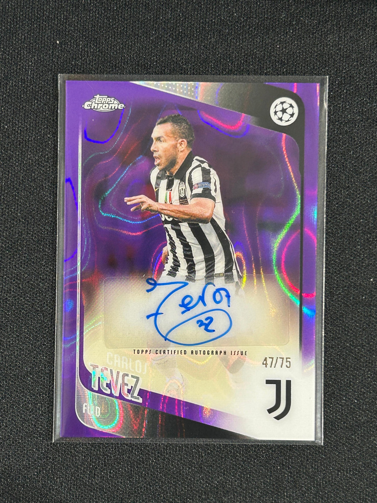 Carlos Tevez - 2025/26 Topps Chrome UEFA UCC #CLR-CT Purple Geometric Auto /75 Juventus