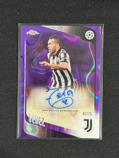 Carlos Tevez - 2025/26 Topps Chrome UEFA UCC #CLR-CT Purple Geometric Auto /75 Juventus