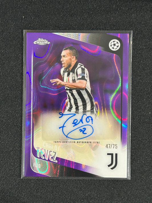 Carlos Tevez - 2025/26 Topps Chrome UEFA UCC #CLR-CT Purple Geometric Auto /75 Juventus