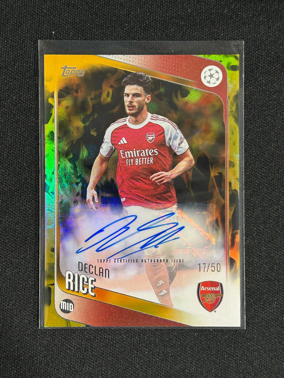 Declan Rice - 2025/26 Topps UEFA Gold Leopard Auto /50 Arsenal #BR-DR England