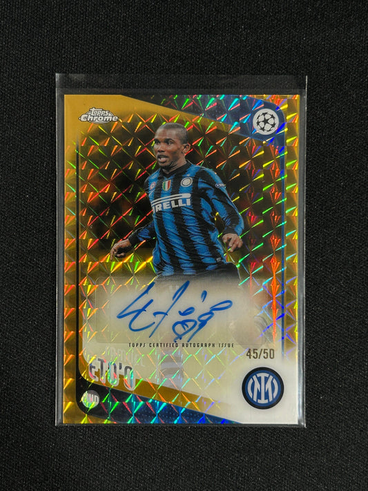 SAMUEL ETO'O - 2025/26 Topps Chrome CC  Legends Auto Gold Geometric Refractor /50