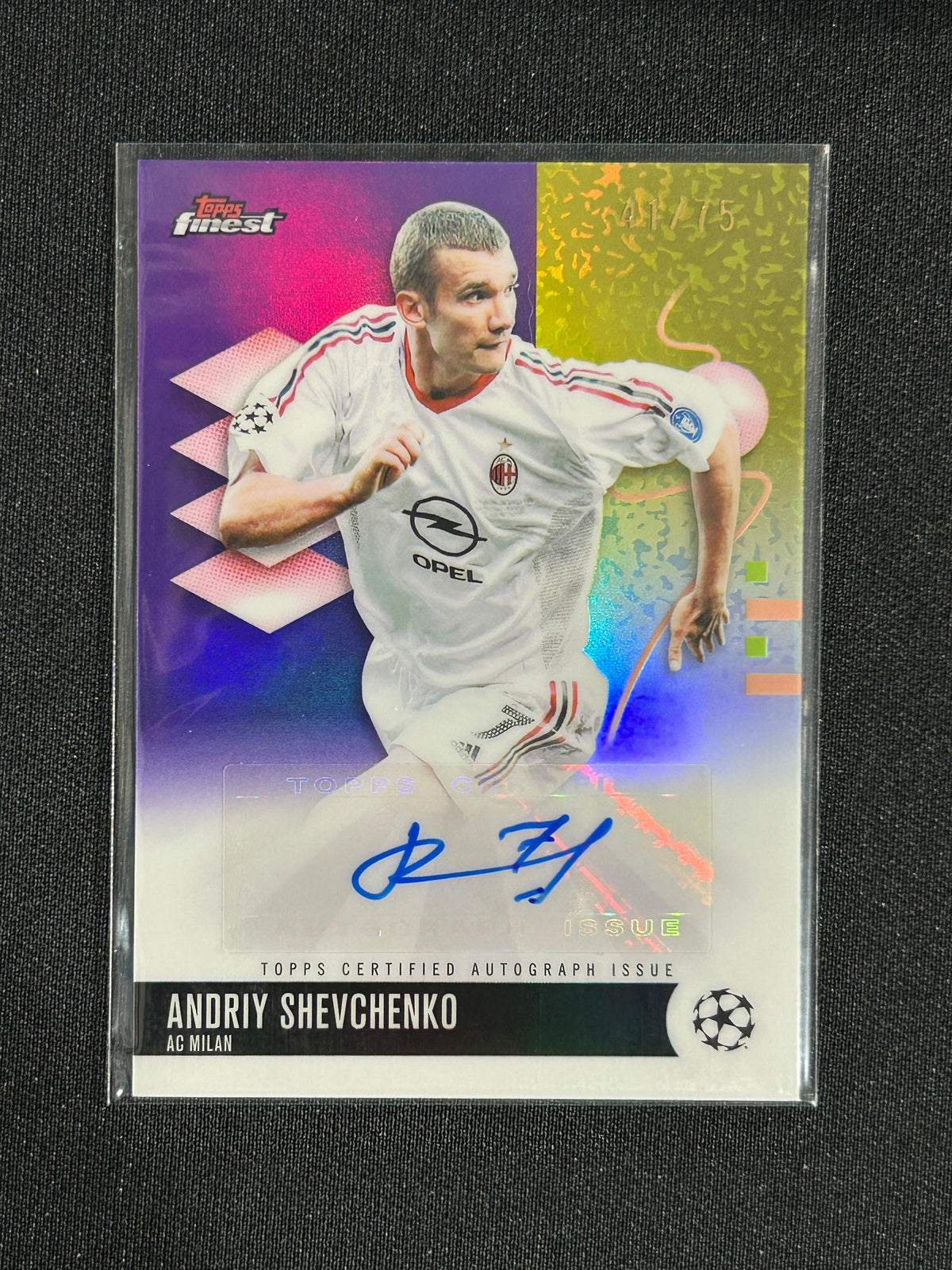 Andriy Shevchenko - 2025/26 Topps Finest UEFA  /75 purple refractor auto #BA-SH