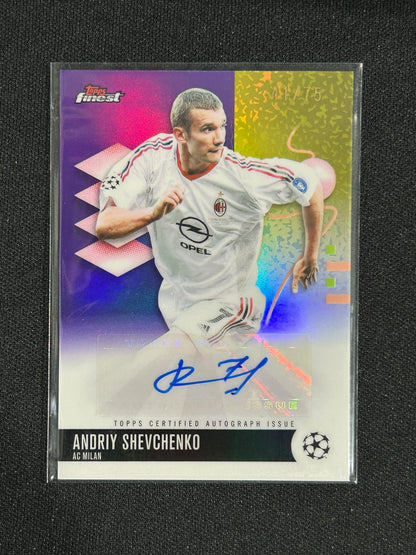Andriy Shevchenko - 2025/26 Topps Finest UEFA  /75 purple refractor auto #BA-SH