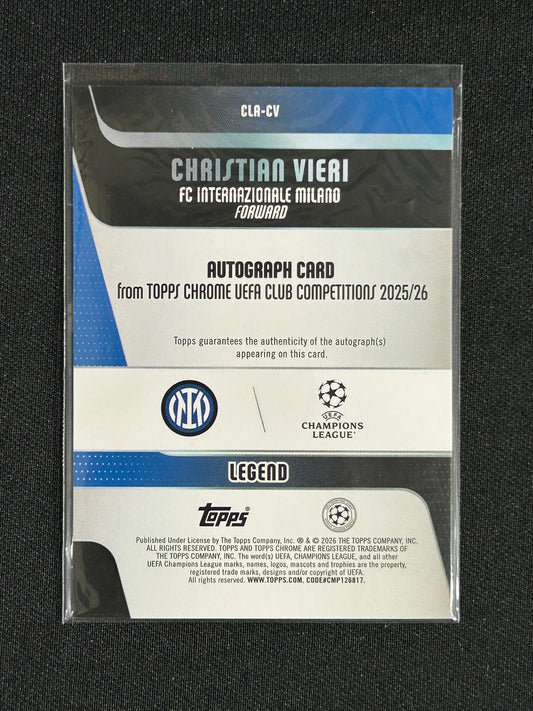 Christian Vieri  - 2025/26 Topps Chrome UEFA Auto Purple Lava Refractor #CLB-CV /75