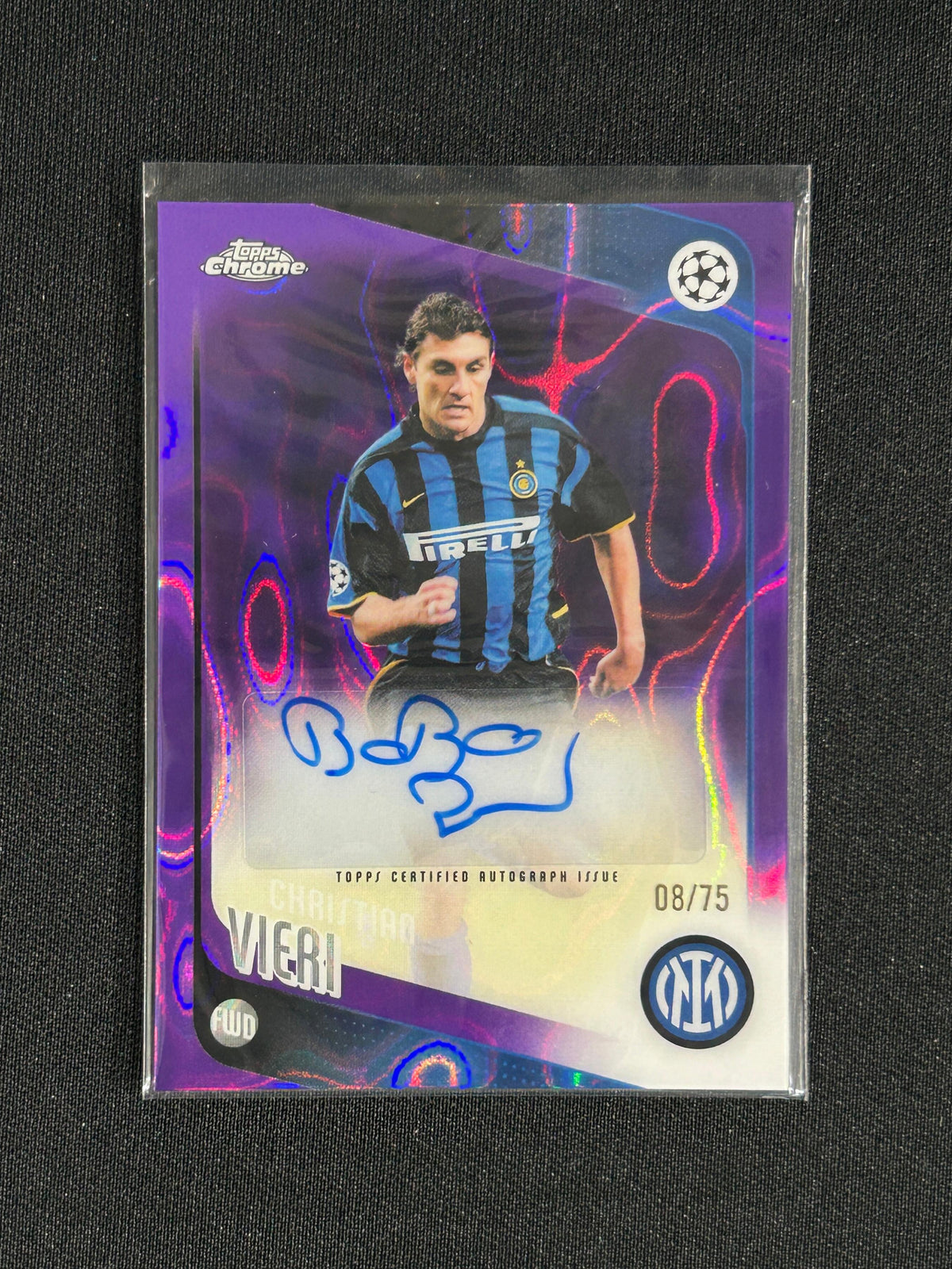 Christian Vieri  - 2025/26 Topps Chrome UEFA Auto Purple Lava Refractor #CLB-CV /75