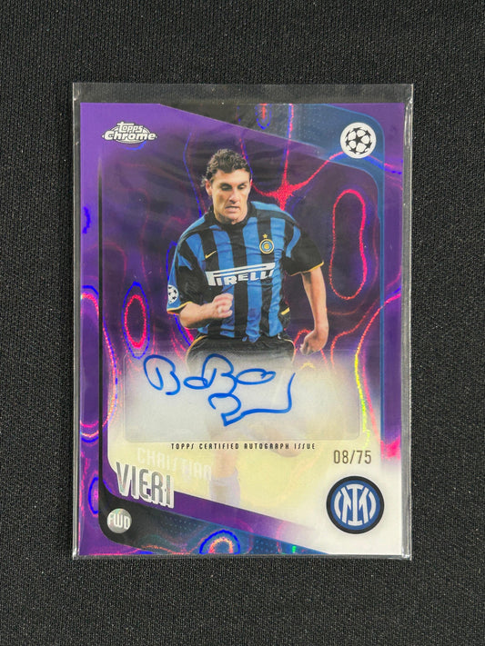Christian Vieri  - 2025/26 Topps Chrome UEFA Auto Purple Lava Refractor #CLB-CV /75