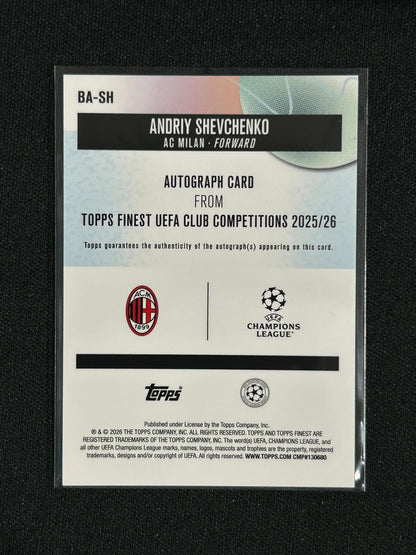 Andriy Shevchenko - 2025/26 Topps Finest UEFA  /75 purple refractor auto #BA-SH