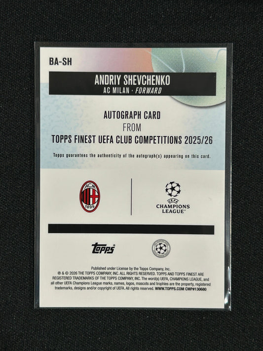 Andriy Shevchenko - 2025/26 Topps Finest UEFA  /75 purple refractor auto #BA-SH