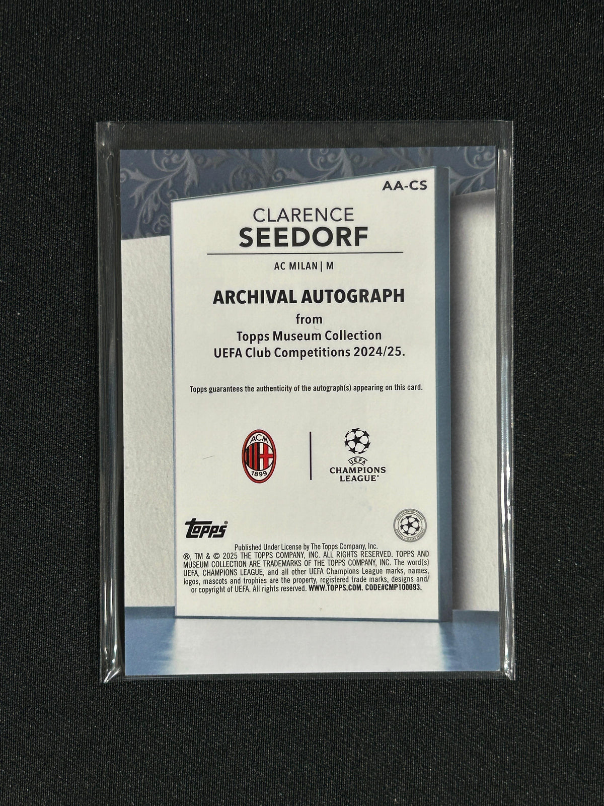 CLARENCE SEEDORF - 2024/25 TOPPS MUSEUM COLLECTION AUTO GOLD /50 #AA-CS