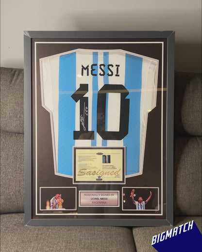 Lionel Messi Signed Jersey Display – “From Qatar to Eternity” Collector’s Frame